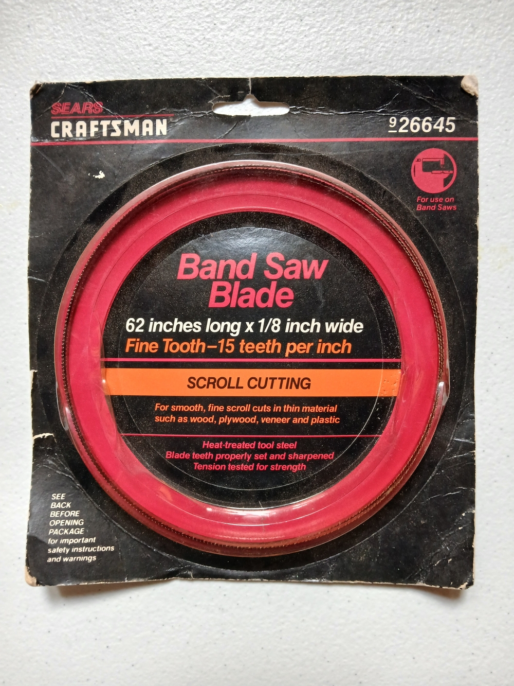Vintage Sears CRAFTSMAN #926645 Band Saw Blades, USA New Old Stock 62"